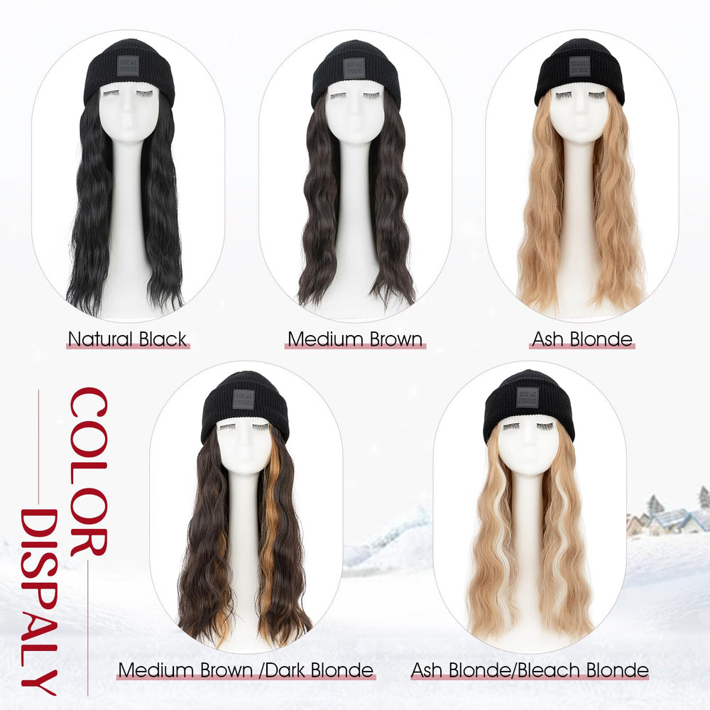 S-noilite Beanie Wig in medium brown with dark blonde mix for versatile color