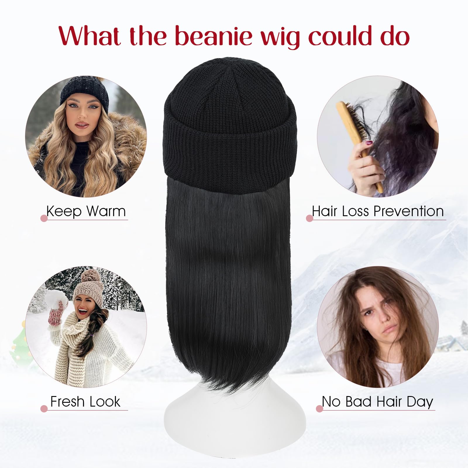 S-noilite beanie wig features an inner buckle for secure wear