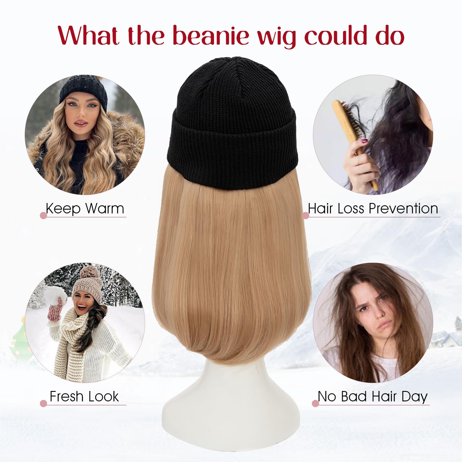 S-noilite beanie wig length 18 inches offers versatile styling options