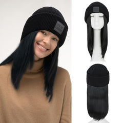 S-noilite beanie wig with warm knit cap for winter comfort