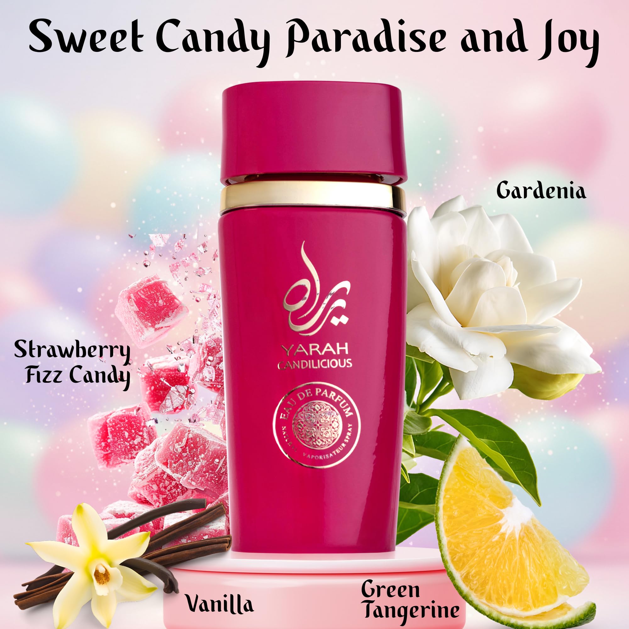SAADAH Yarah Candilicious bottle spray demonstrates easy scent release for all-day freshness.
