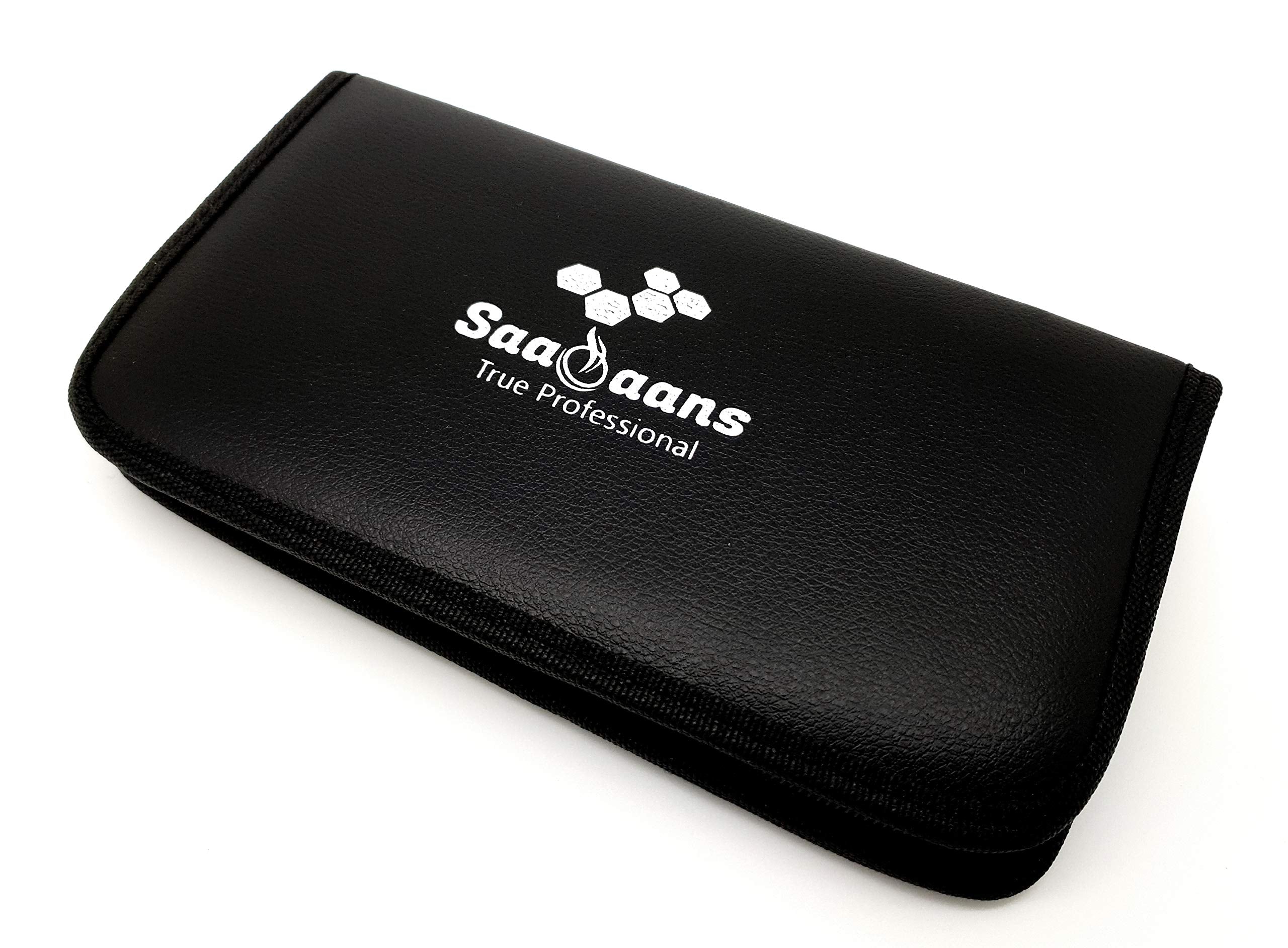 Saaqaans MSS-03 stylish scissors case in gold showcases professional-grade tools.