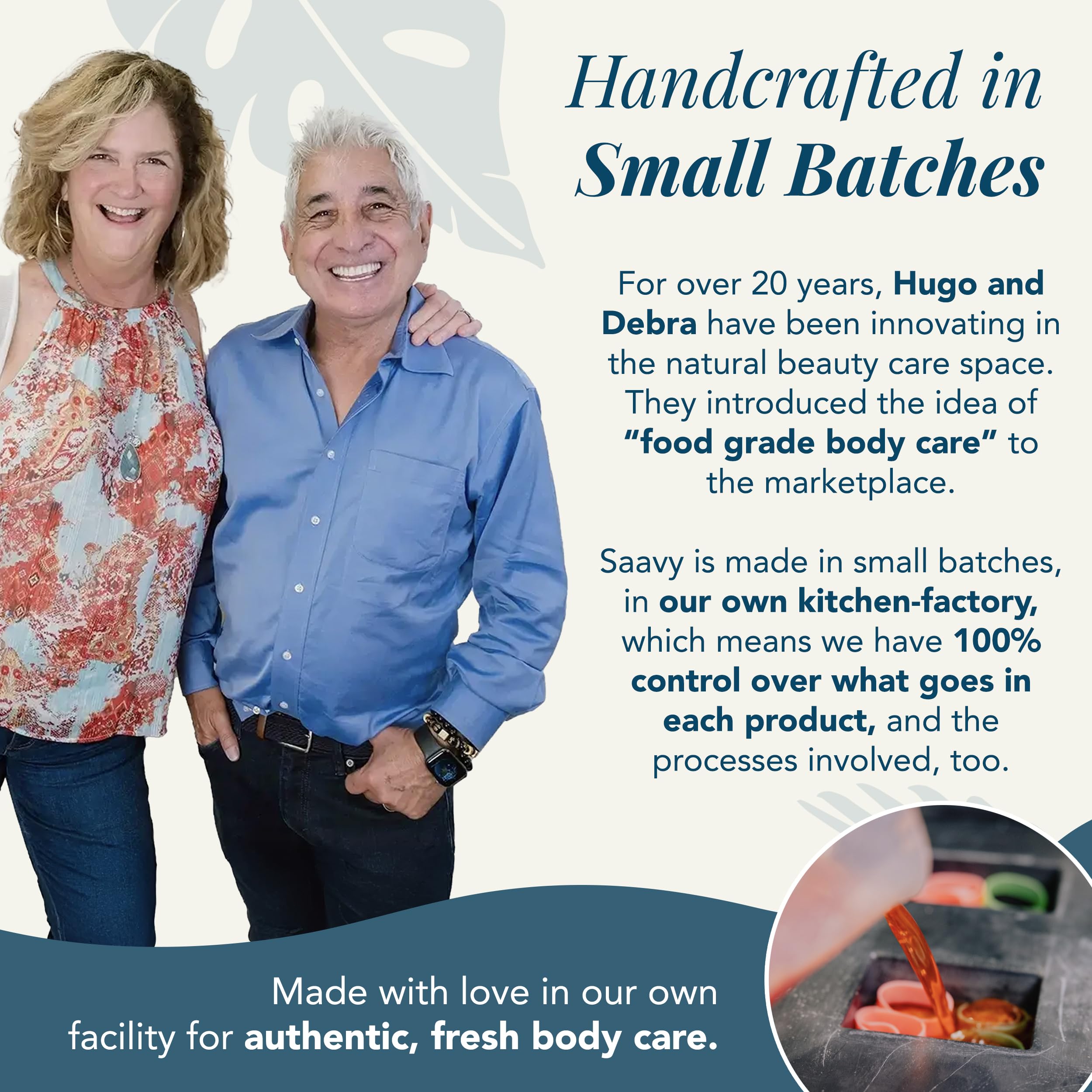 Saavy Naturals body cream absorption moment shows quick, non-greasy finish.