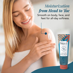 Close-up of Saavy Naturals ingredients shea butter and jojoba oil for nourishment