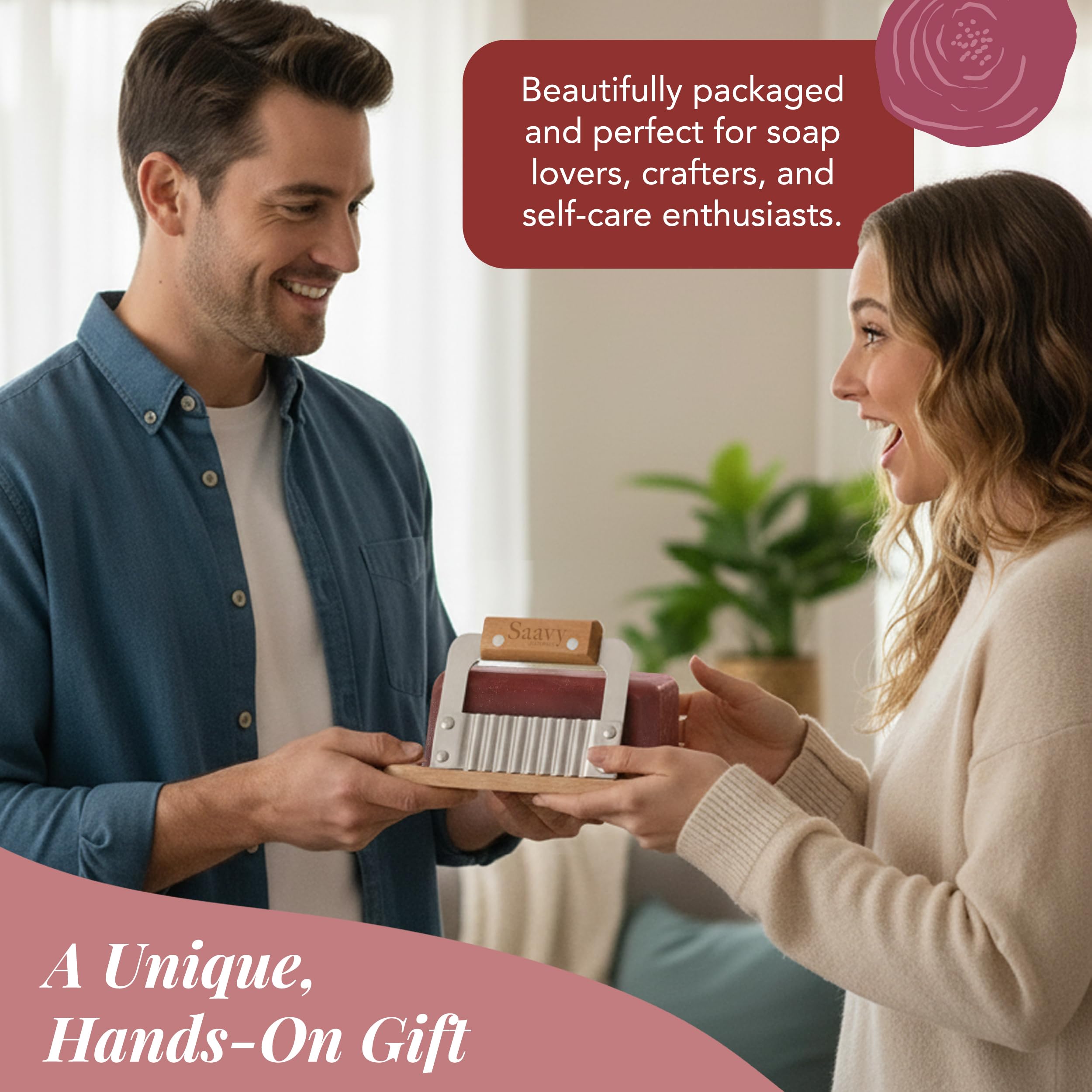 Gift-ready Saavy Naturals packaging emphasizes plant-based care.