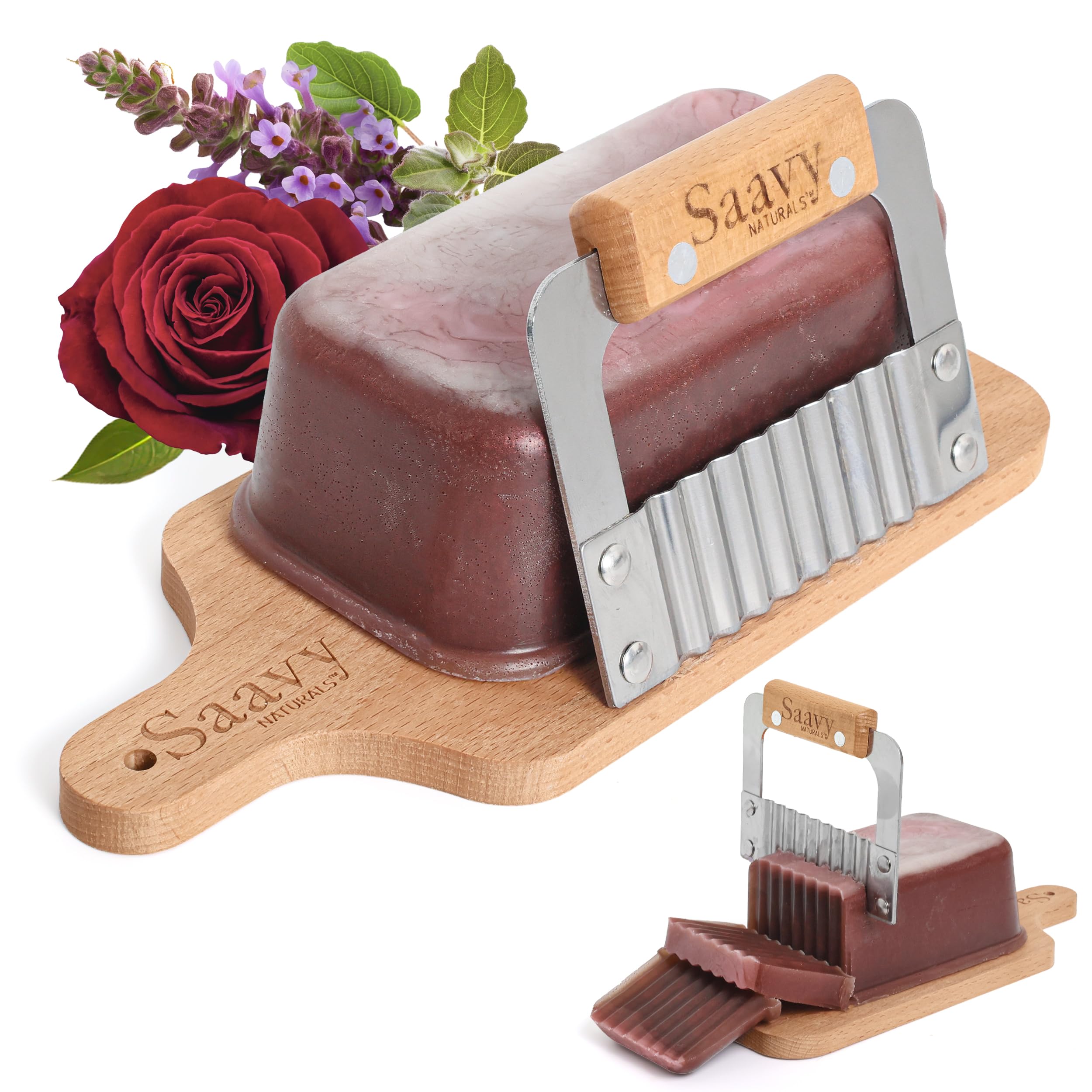 Saavy Naturals hydrating artisan soap loaf with cutter, ideal for gifting.