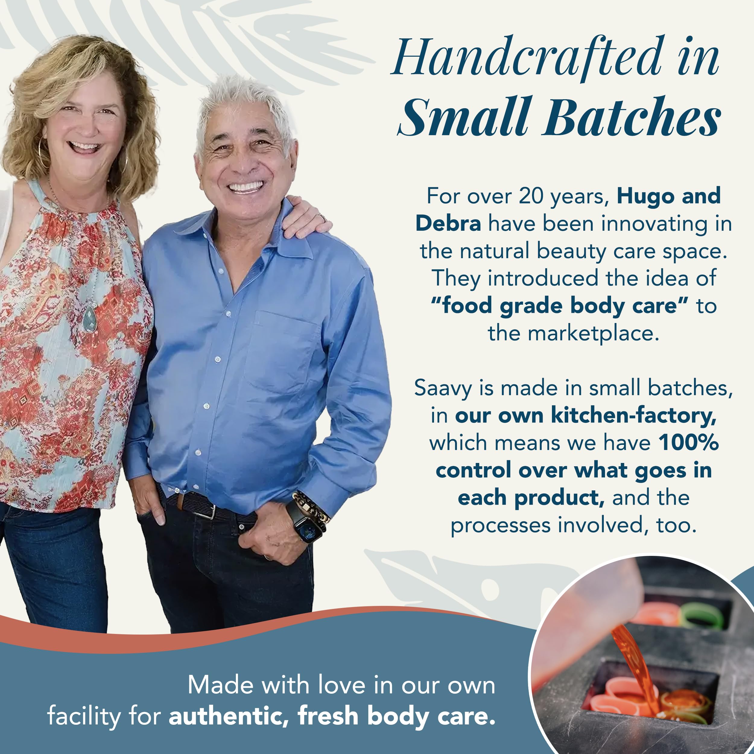 Saavy Naturals ingredients with shea butter and jojoba oil – nourishes skin.