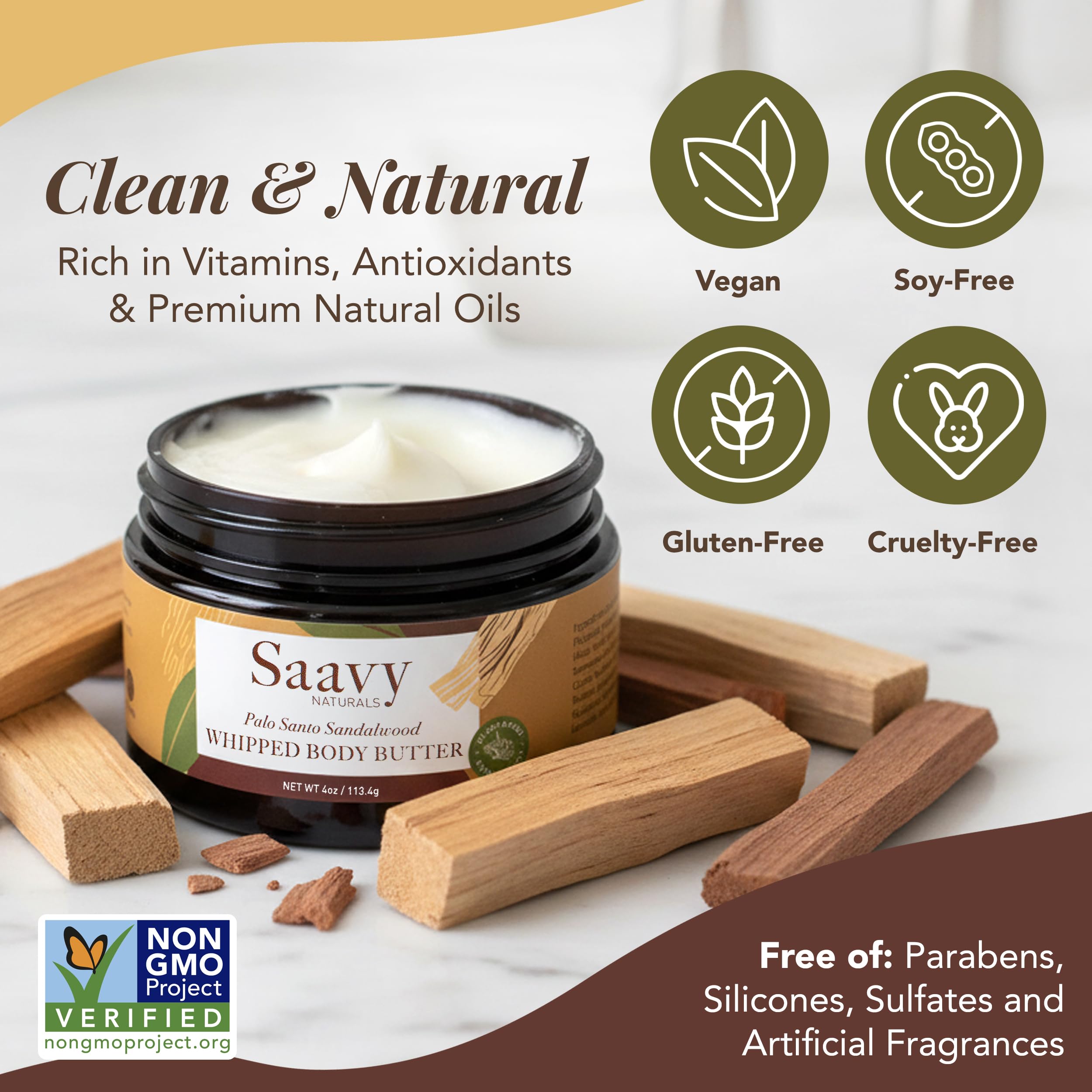 Saavy Naturals signature air-whipped butter in action delivers quick absorption.
