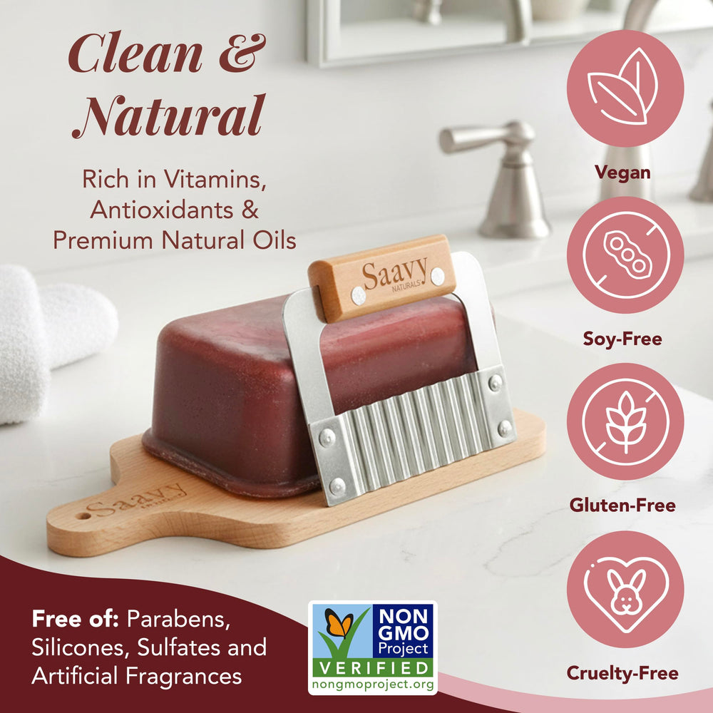 Lathering Saavy Naturals soap on skin for a soothing cleanse.