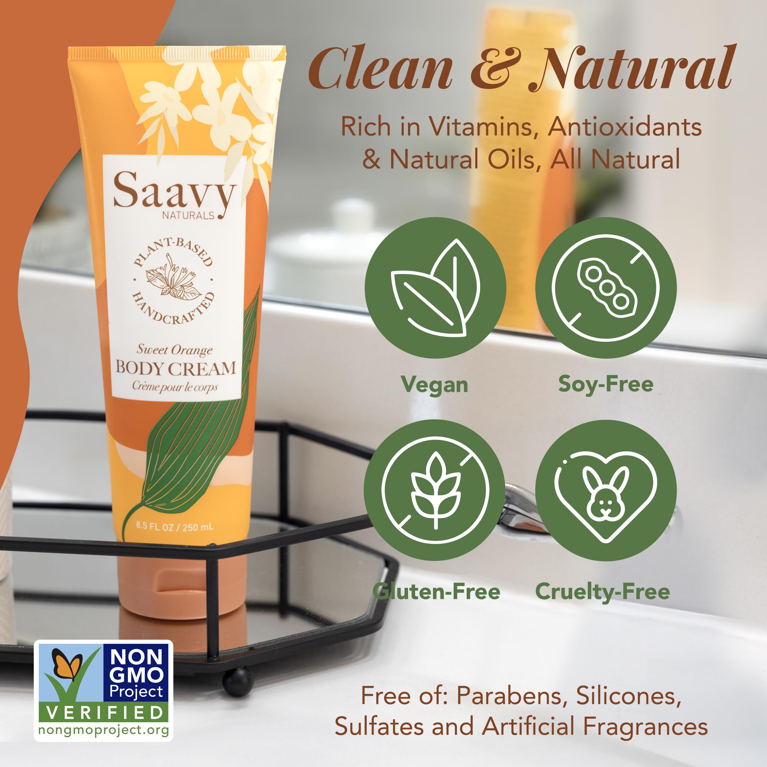 USA-made ingredient label highlights clean plant-based formula from Saavy Naturals.
