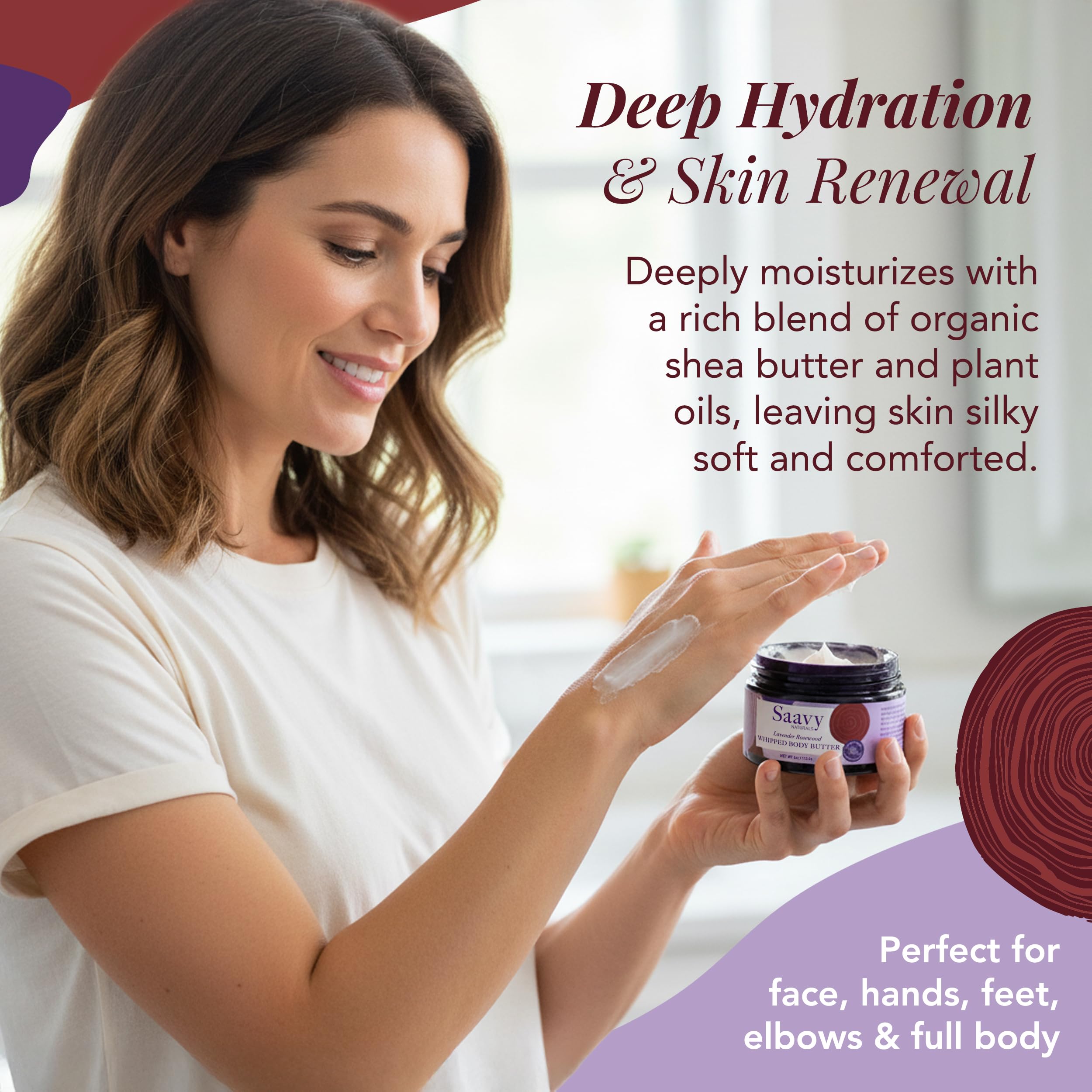 Saavy Naturals Whipped Body Butter Tahitian Vanilla jar, soothing aroma and deep hydration