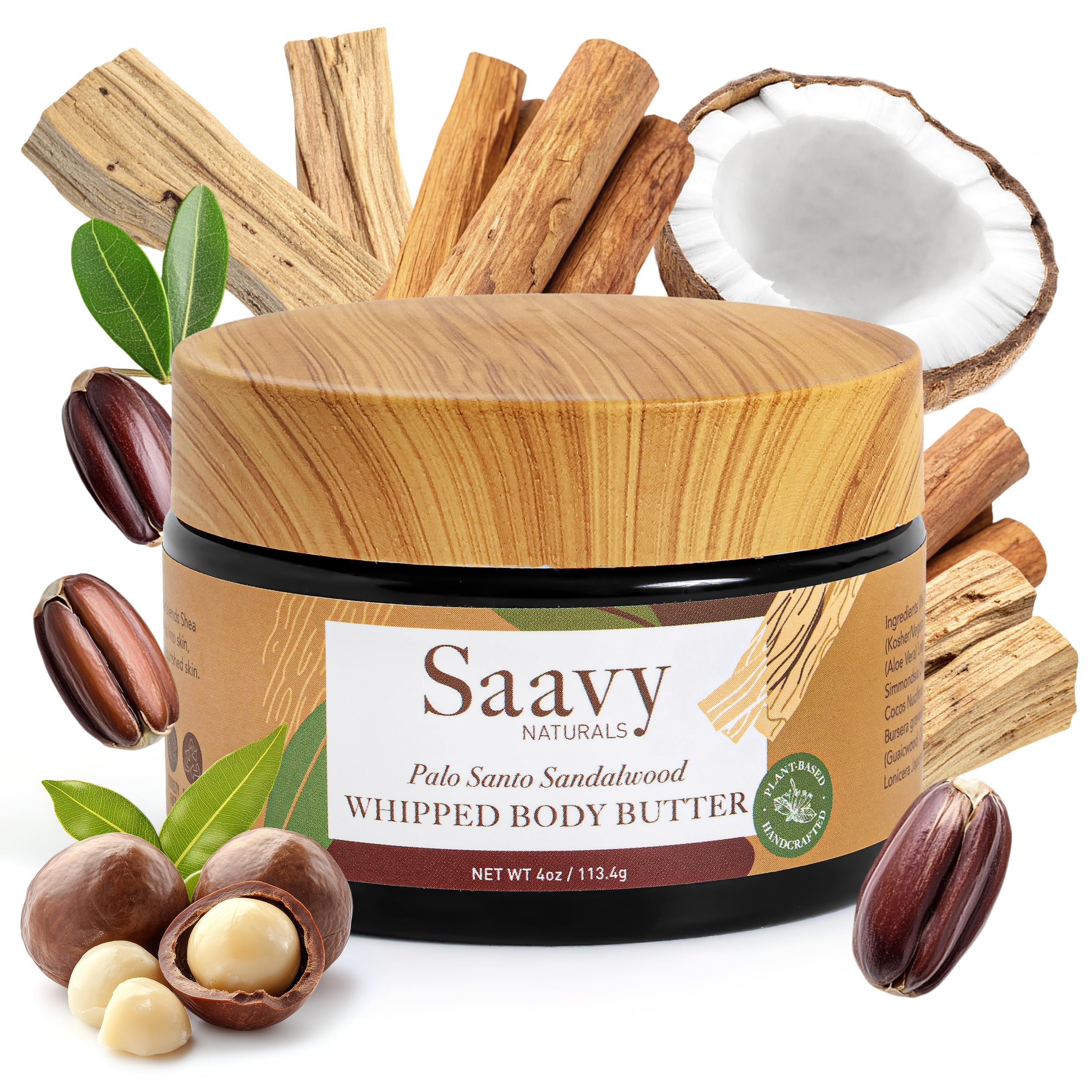 Saavy Naturals whipped body butter texture showing a light, fluffy cream for deep hydration.