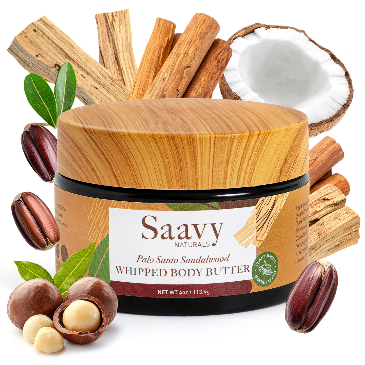 Saavy Naturals whipped body butter texture showing a light, fluffy cream for deep hydration.