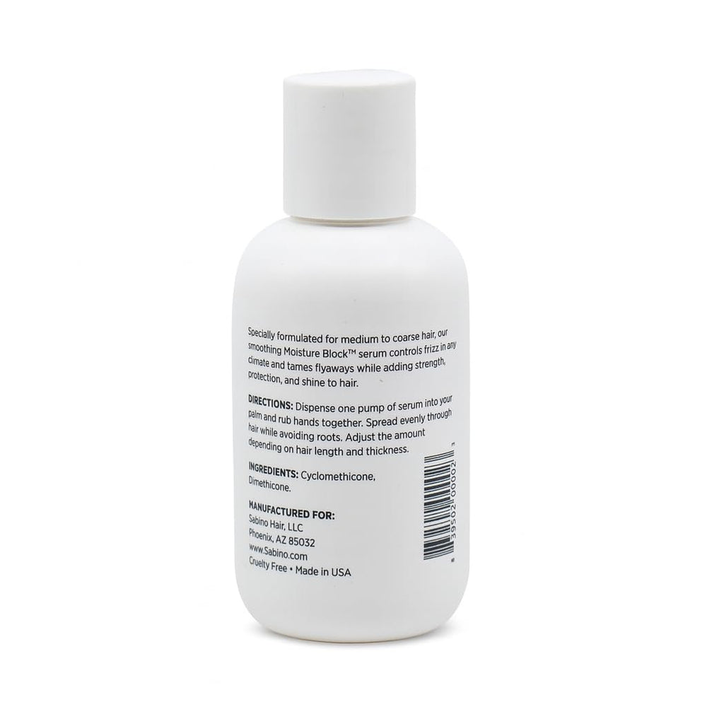 Sabino Moisture Block serum hair smoothing application shows even distribution for tame, hydrated hair.