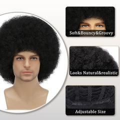 Sabosi Afro wig front view highlights fluffy curls and retro vibe.