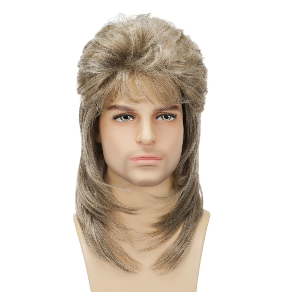 Sabosi mullet wig blonde back view with long strands and authentic retro drama
