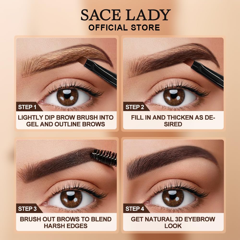 SACE LADY brow gel delivers a natural-looking finish on brows.