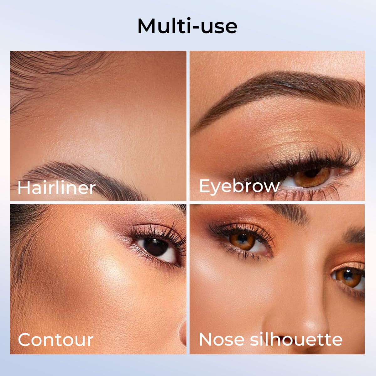 Brush and stencils included for easy brow shaping.