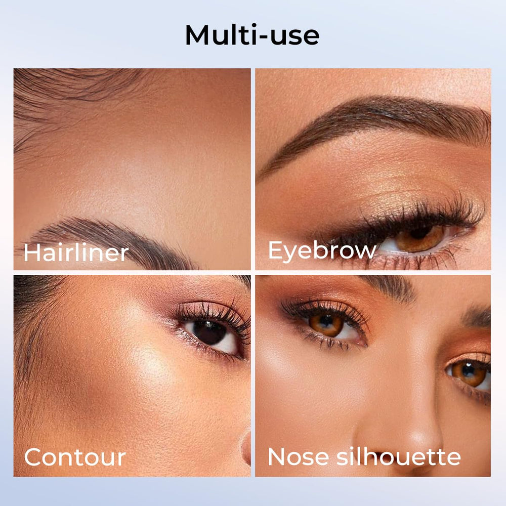 Brush and stencils included for easy brow shaping.