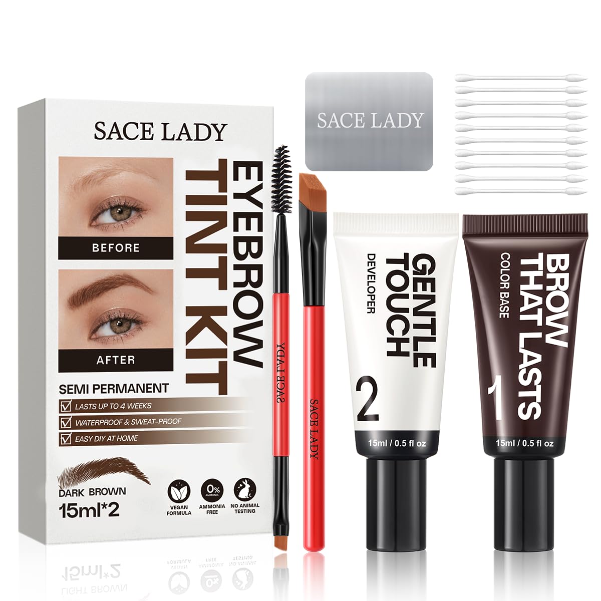 SACE LADY eyebrow color kit mixing tray for precise at home application.