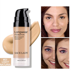 SACE LADY foundation being applied for seamless blending.