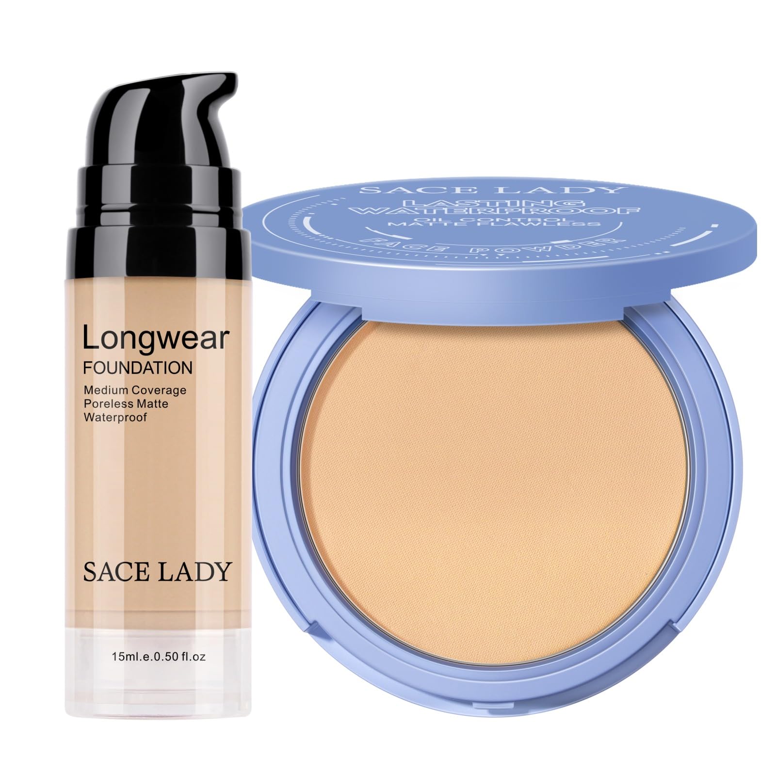 SACE LADY liquid foundation bottle with matte finish for lasting coverage.