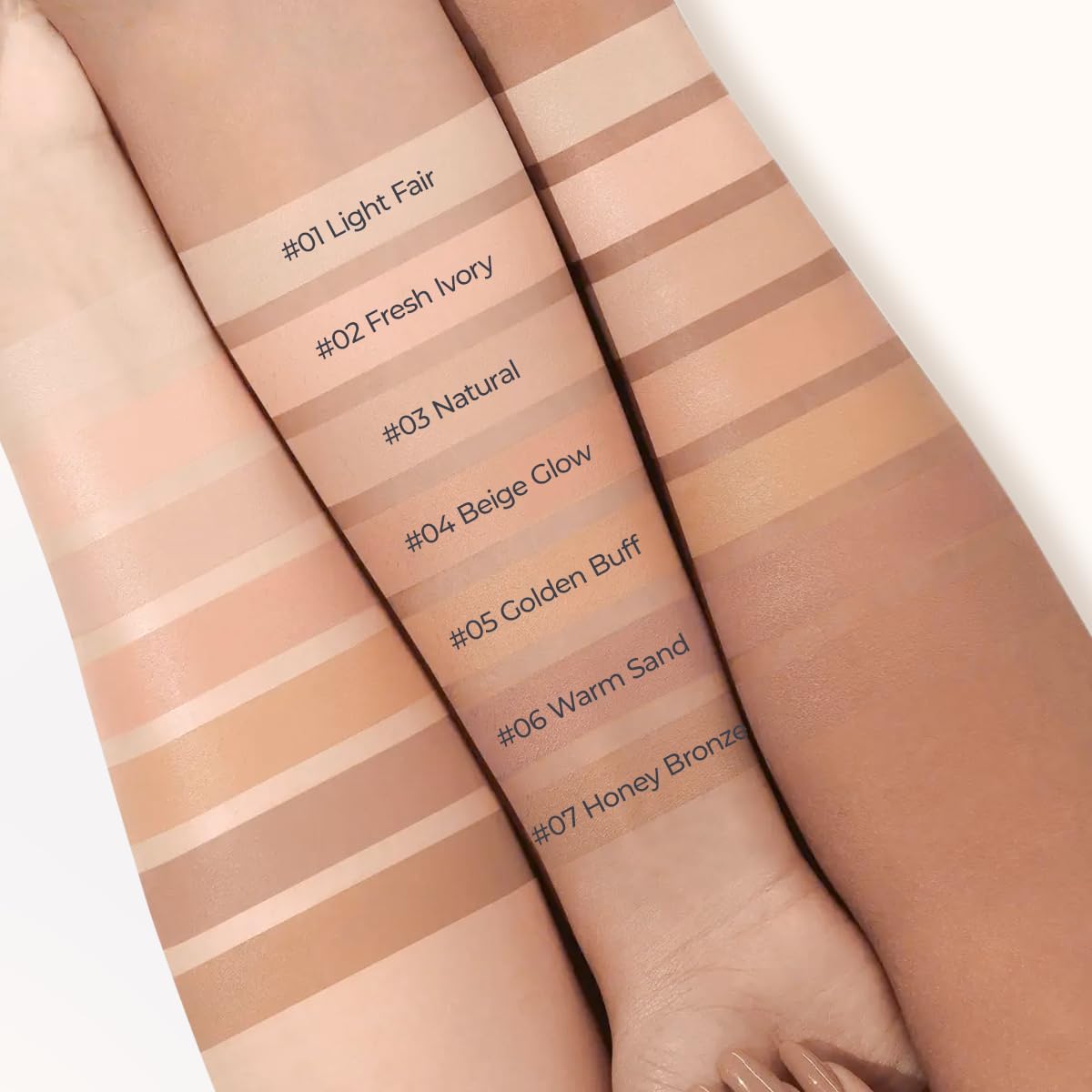 SACE LADY Golden Buff shade swatch on arm for color match.