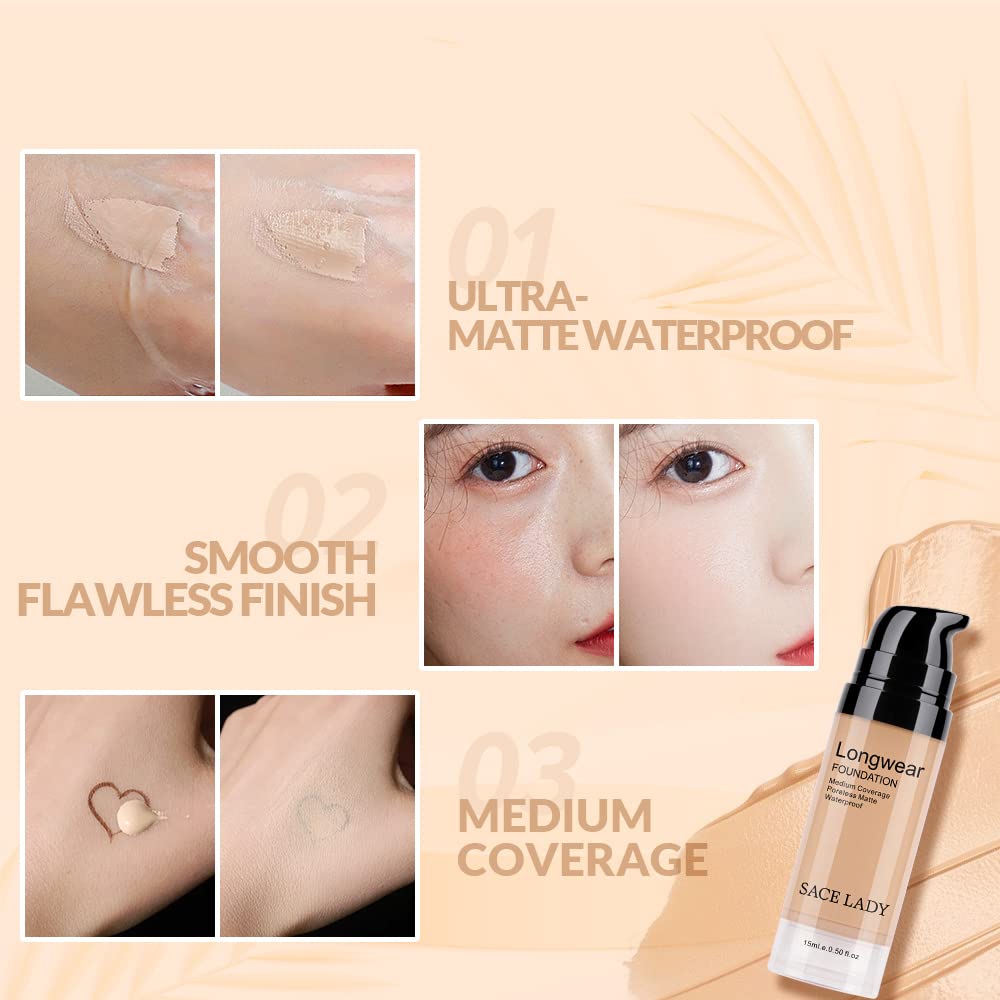 SACE LADY pressed powder being swept on to blur pores.