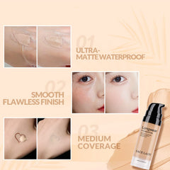 SACE LADY pressed powder being swept on to blur pores.
