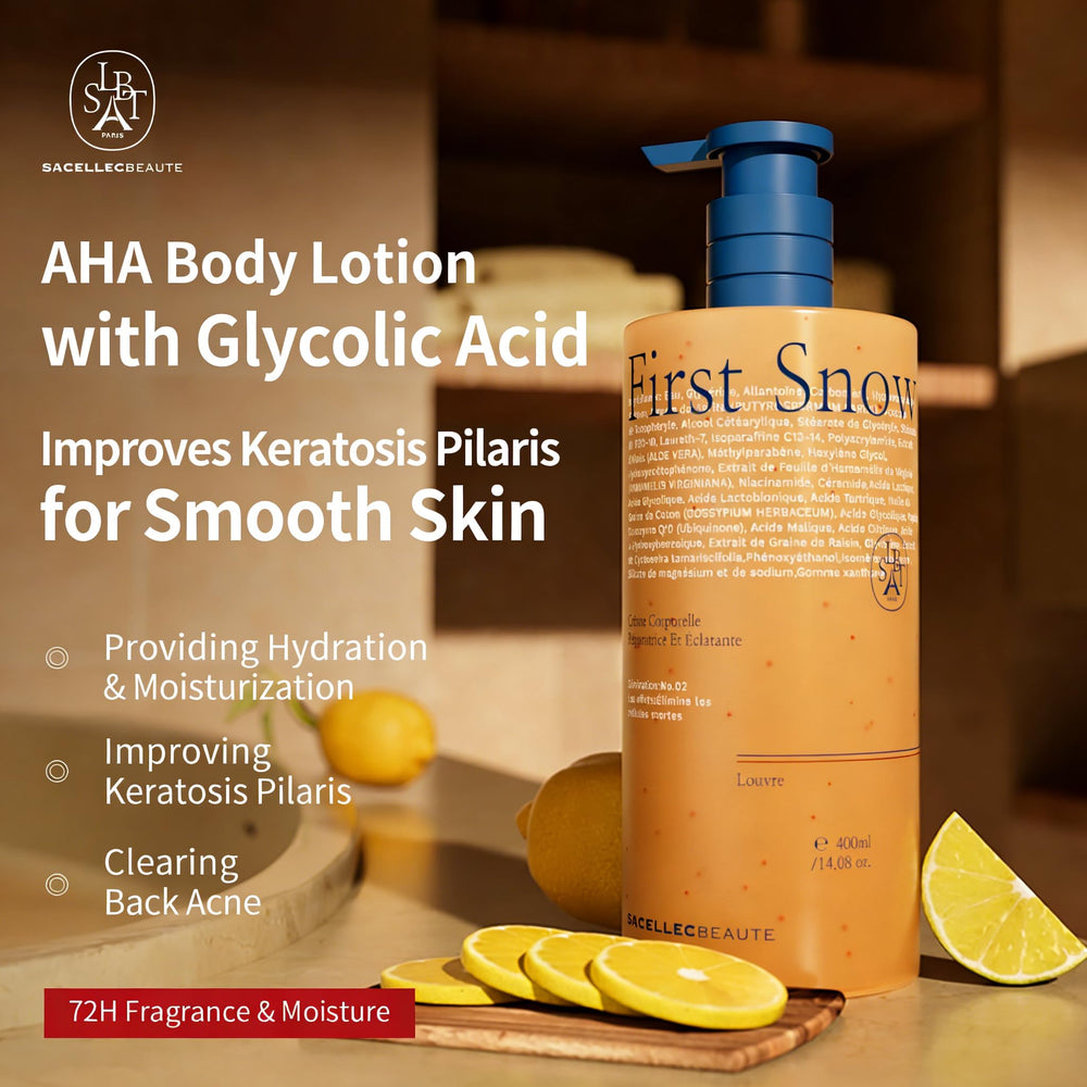 Texture légère de la lotion SACELLEC BEAUTE AHA 12% s'imprégnant rapidement sans gras.