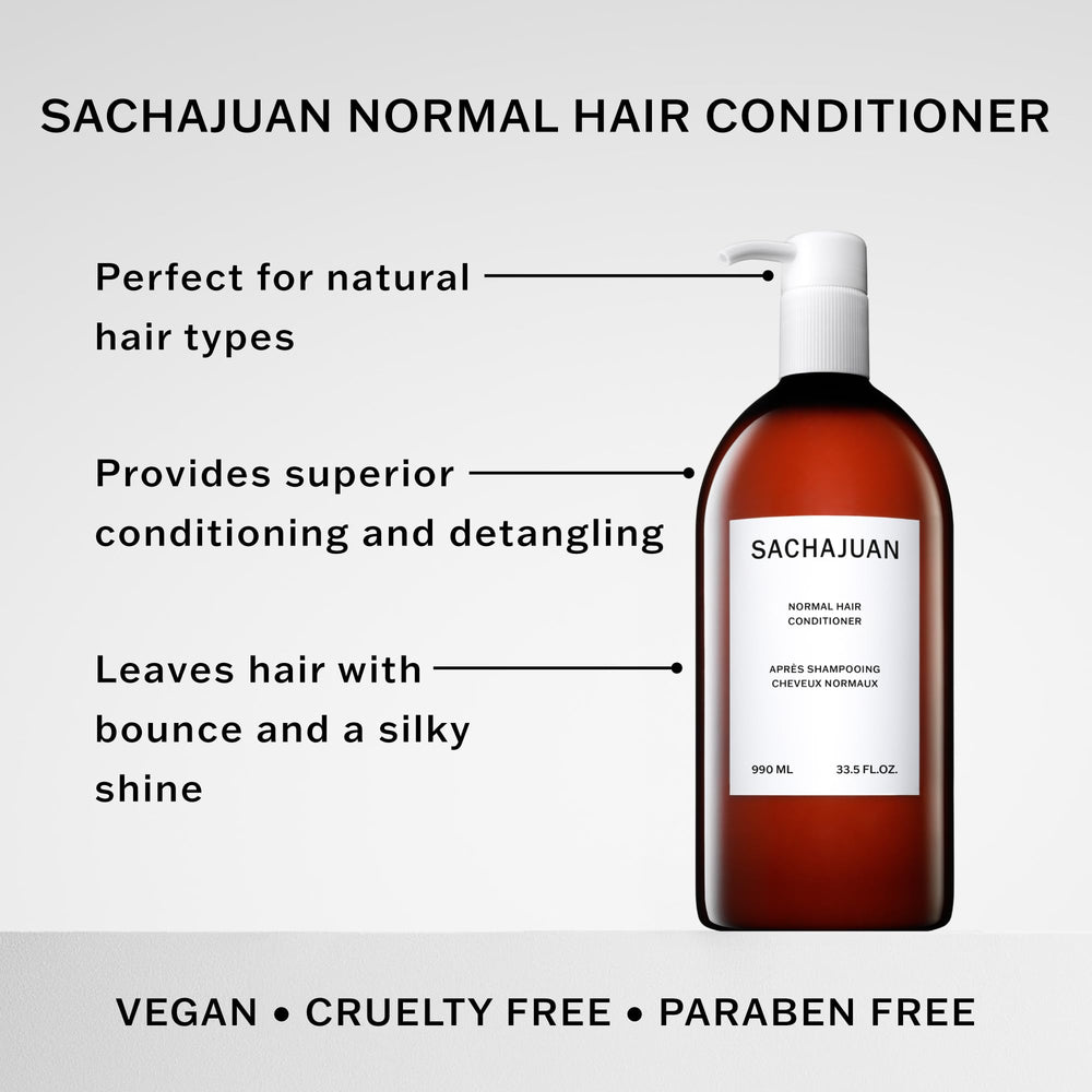 SACHAJUAN conditioner pump-dispense shown for easy application and lightweight hydration.
