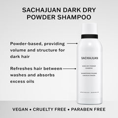 SACHAJUAN Dark Dry Powder Shampoo absorbs oil to extend between washes.