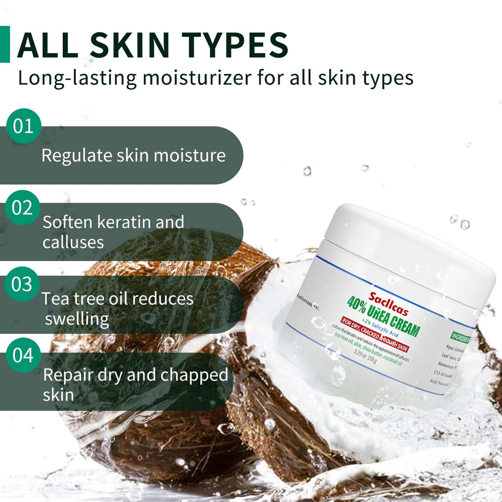 SACLLCAS Urea Cream 40% fast absorption for a non-greasy feel.