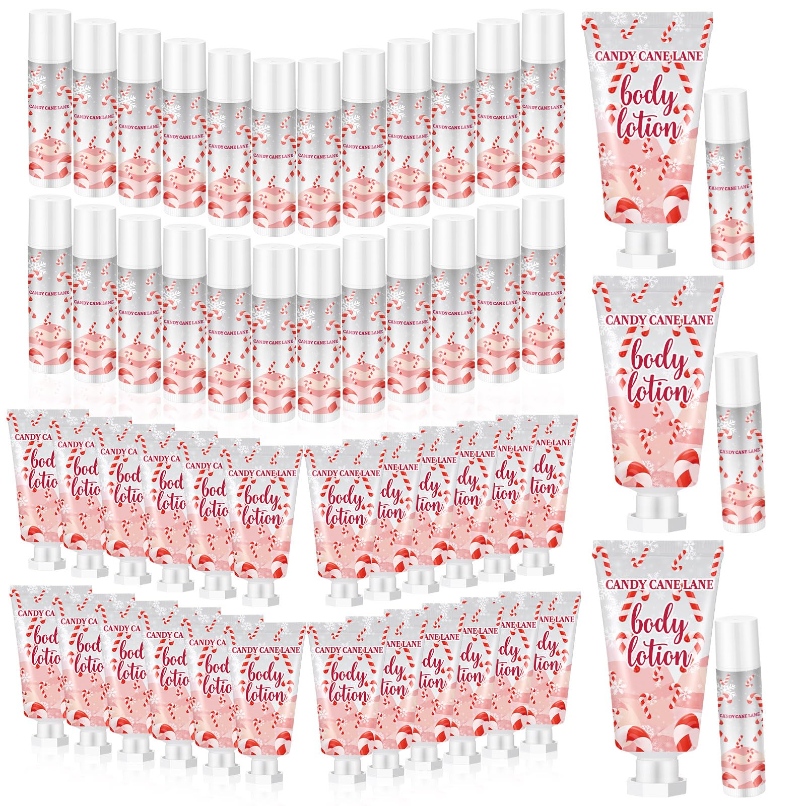 Sacubee 24-set lip balm pack with candy cane design for festive gifting