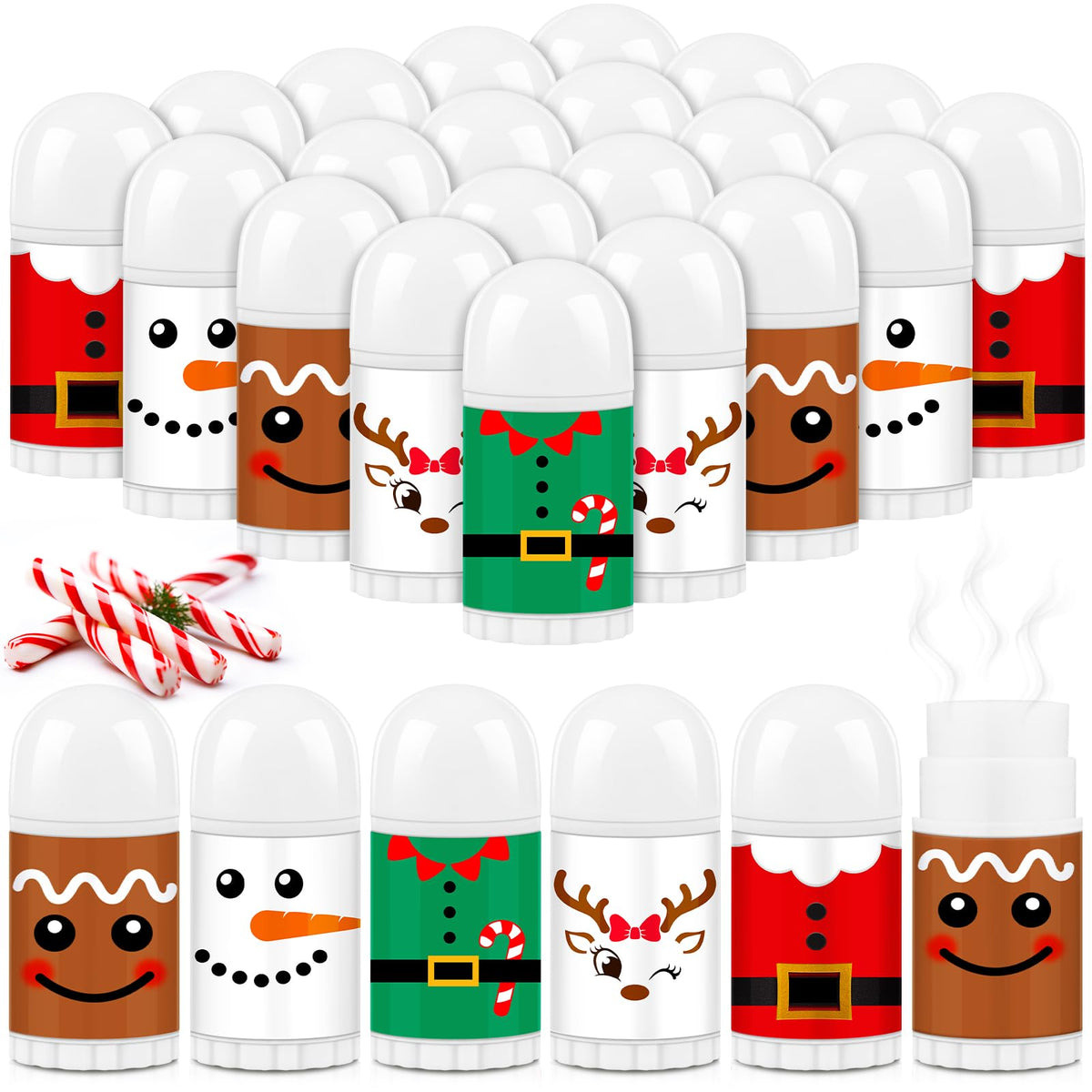 Sacubee candy cane lip balm close-up, festive flavor for stockings and gifts