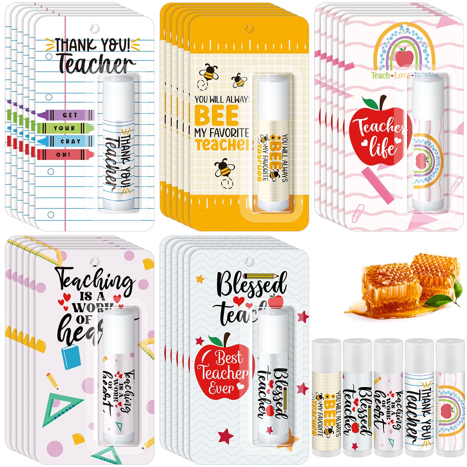 Sacubee honey-flavor lip balm 30-pack for classroom giveaways and teacher gifts