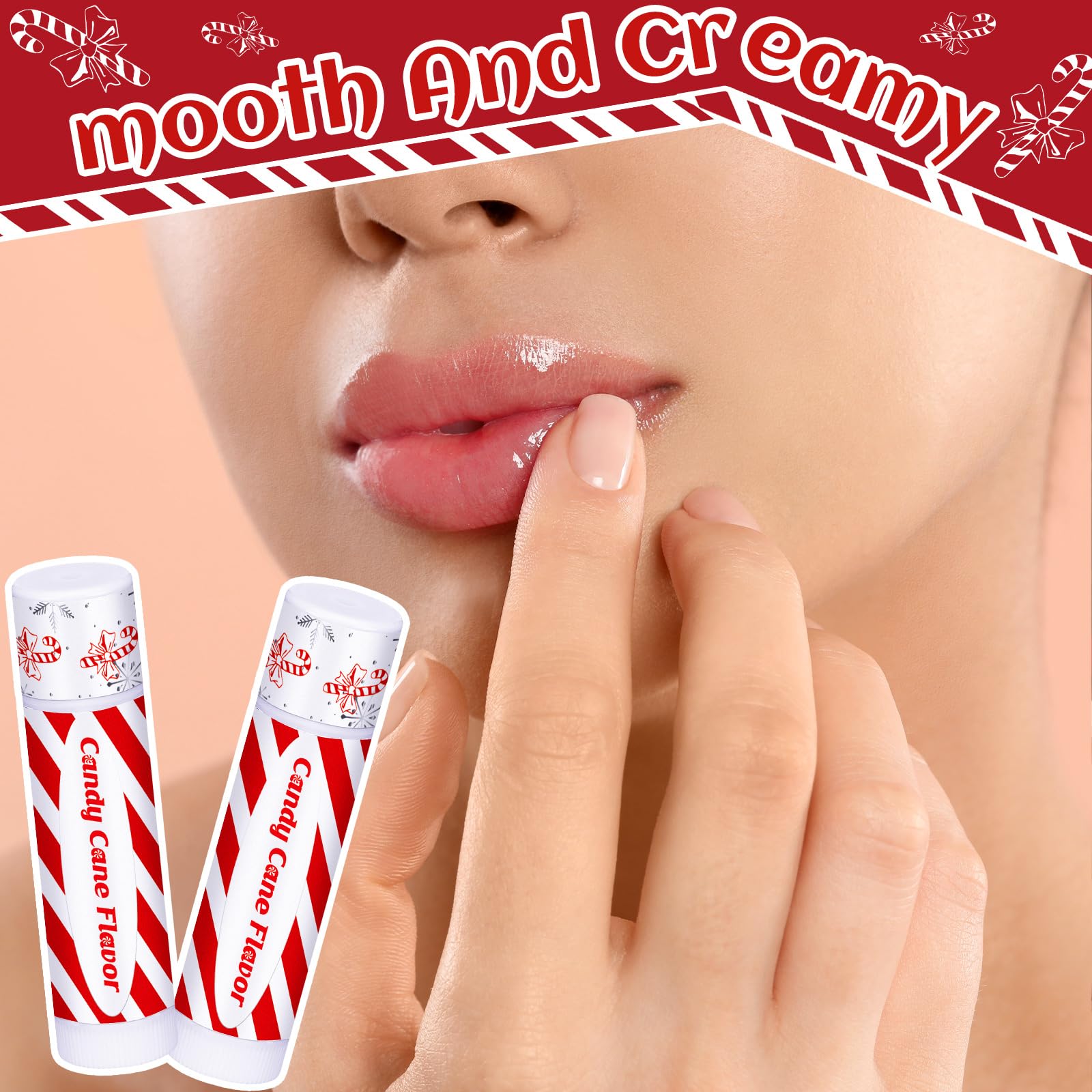 Sacubee lip balm candy cane flavor for a peppermint scent and smooth lips.