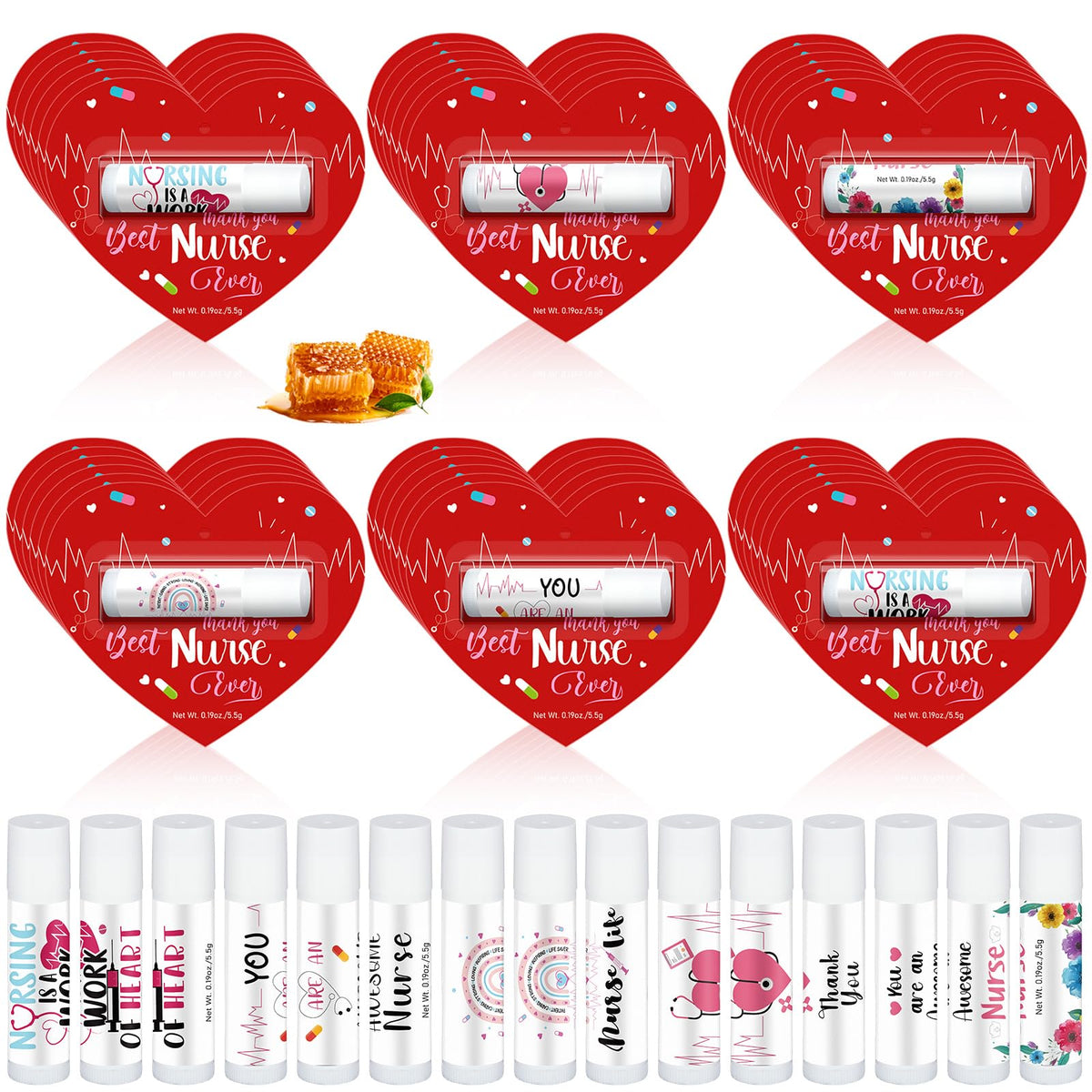 Sacubee nurse lip balm set with 60 pieces for Nurse Week celebration.
