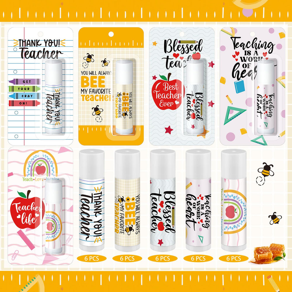 Sacubee lip balm with teacher-week design for event tables
