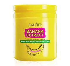 SADOER Banana Extract Anti-Wrinkle Cream tube closeup showing nourishing formula for daily rejuvenation.
