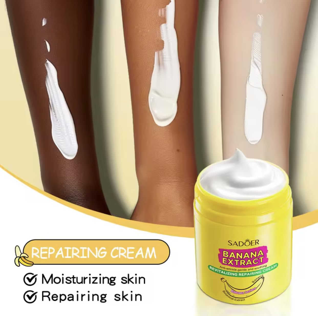 SADOER Banana Extract results show softer, smoother skin after application.