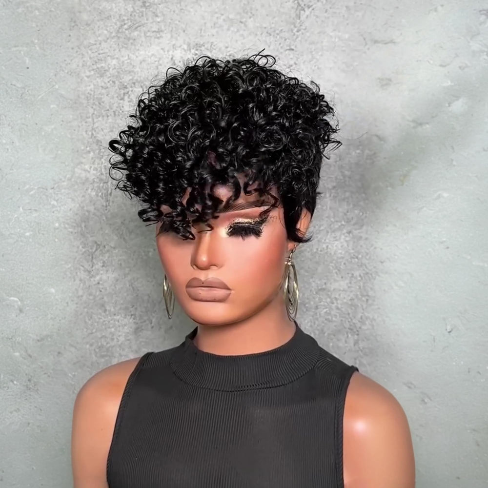 SAEIALL Short pixie cut with waves offering natural movement.