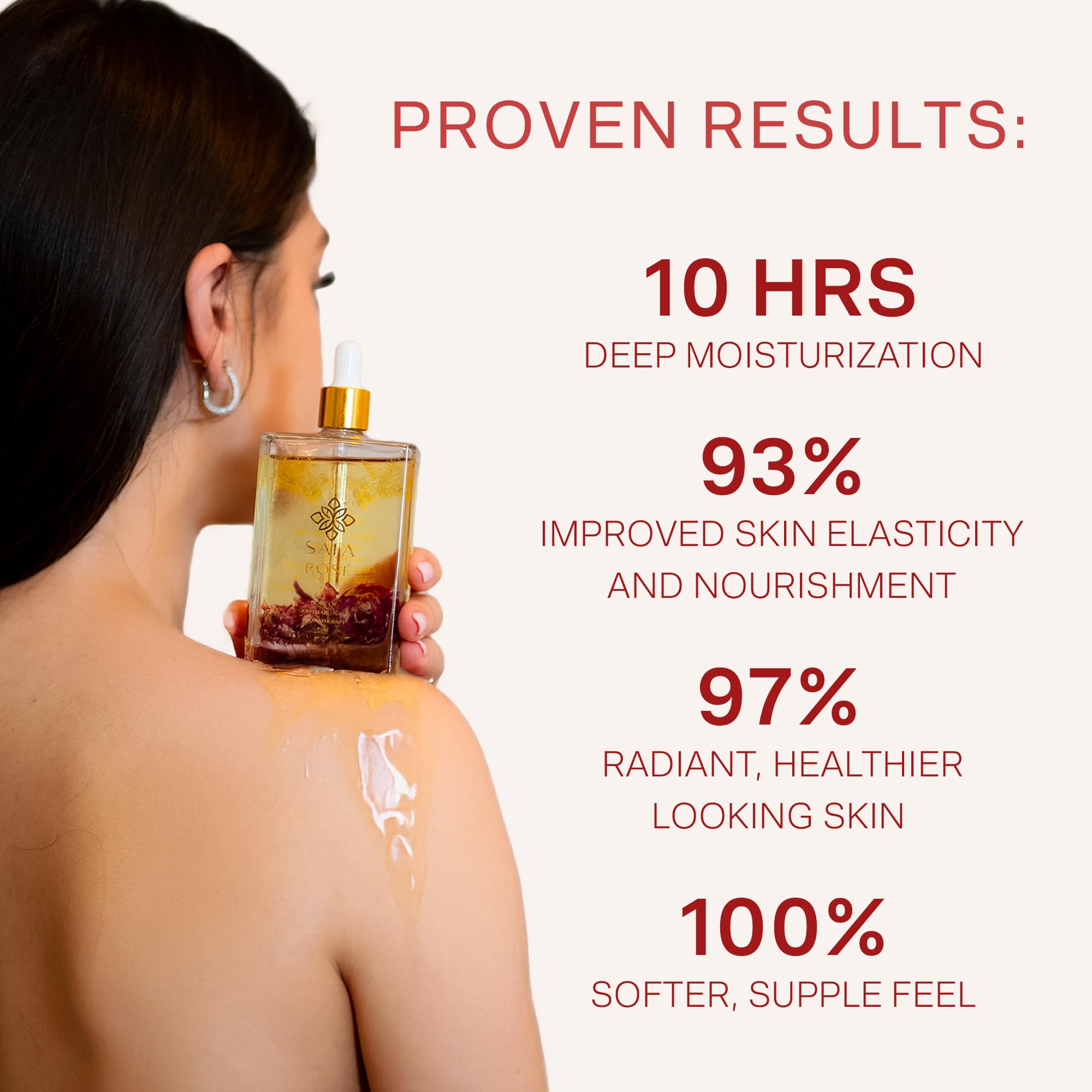 SAFA Rosé Oil in amber glass bottle on vanity