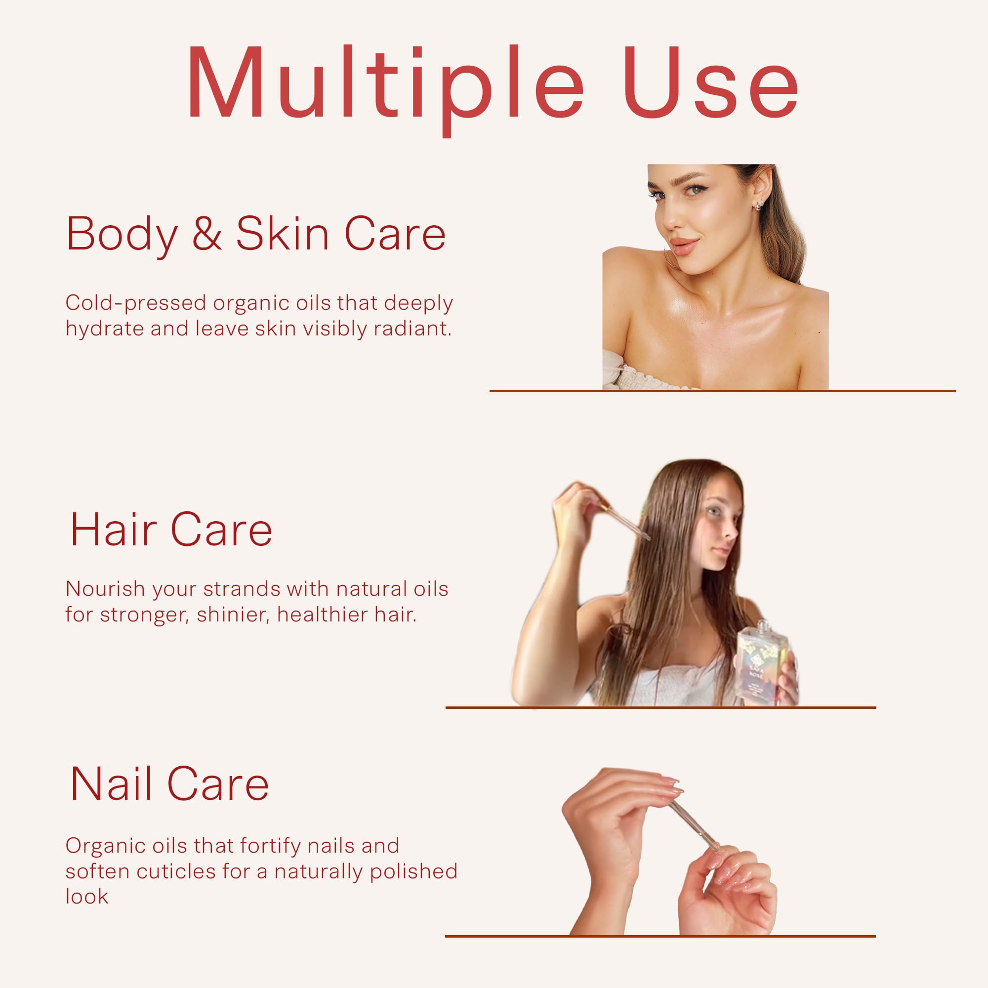 SAFA Rosé Oil suitable for hair and nails care routines
