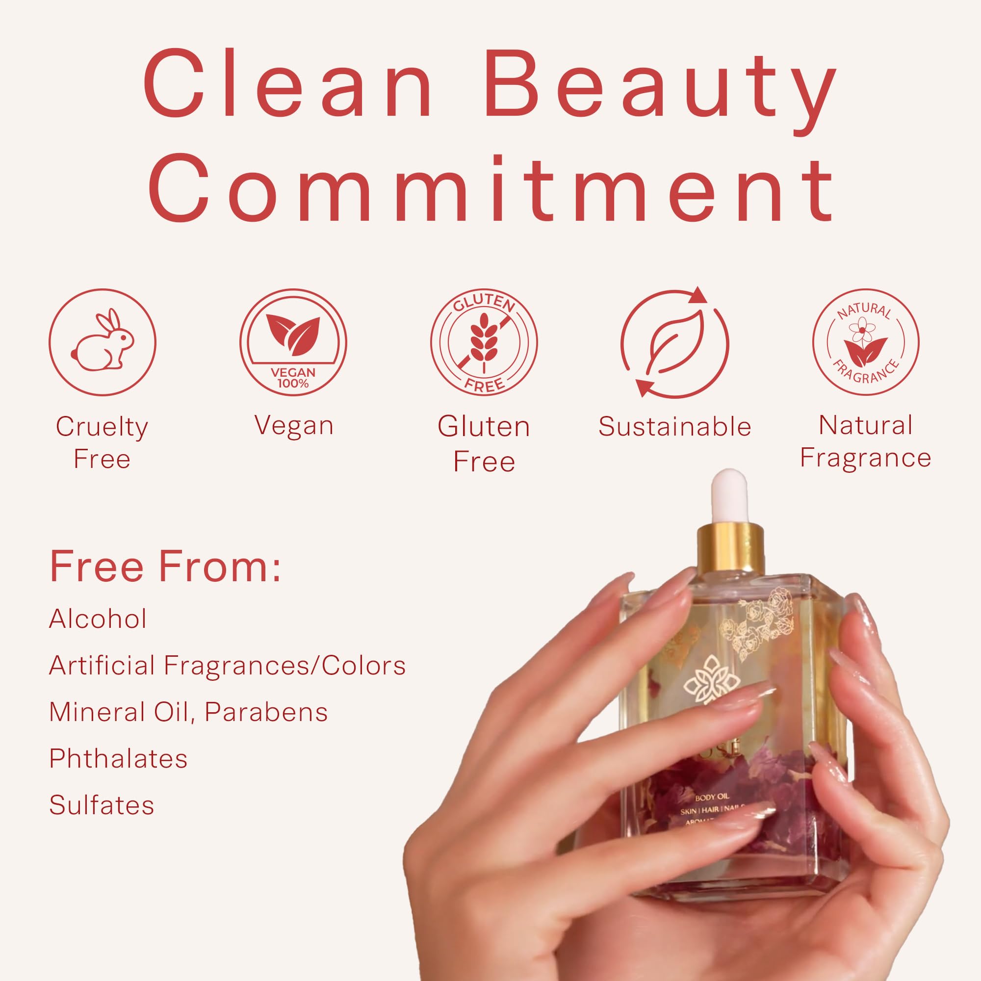 SAFA Rosé Oil ingredients show almond, apricot, and argan oils
