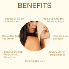Close-up of ingredients emphasizing cold-pressed oils for nourishing skin and hair