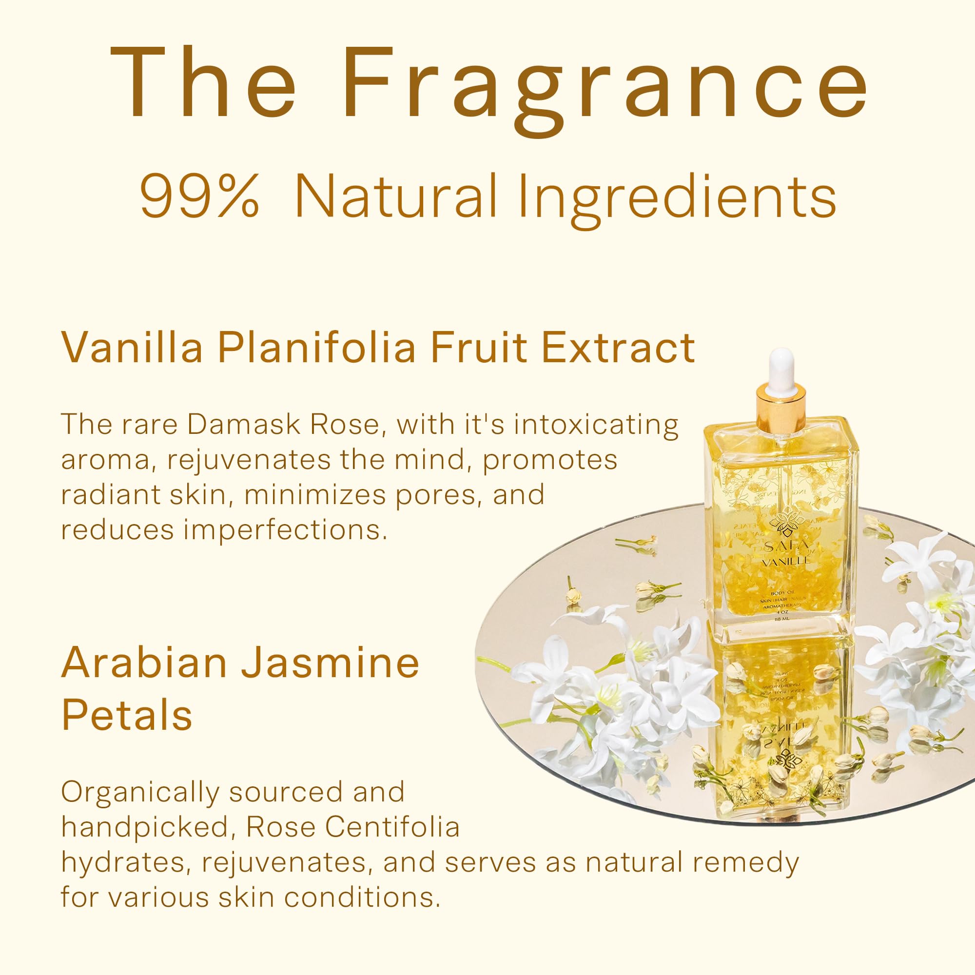 Vanilla pods and jasmine highlight premium extract for soothing aroma and mood lift