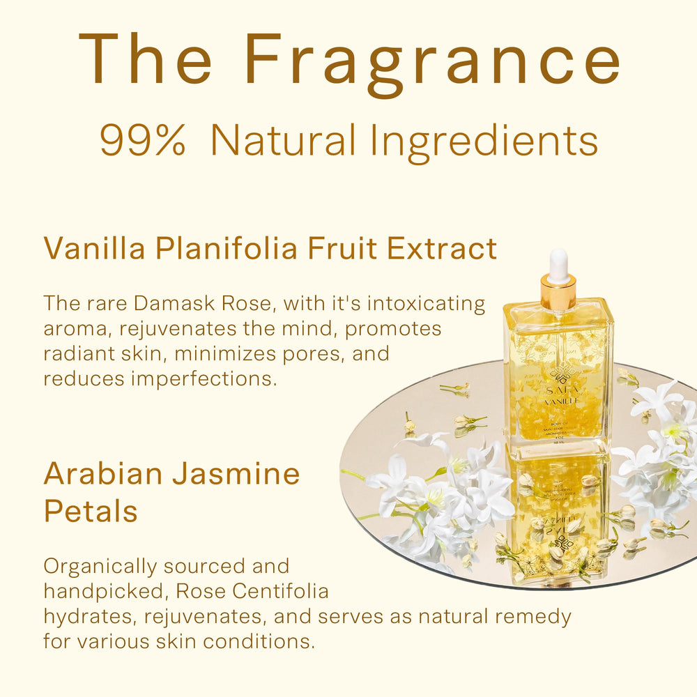 Vanilla pods and jasmine highlight premium extract for soothing aroma and mood lift
