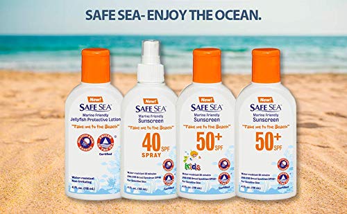 SAFE SEA biodegradable packaging emphasizing eco-friendly sunscreen