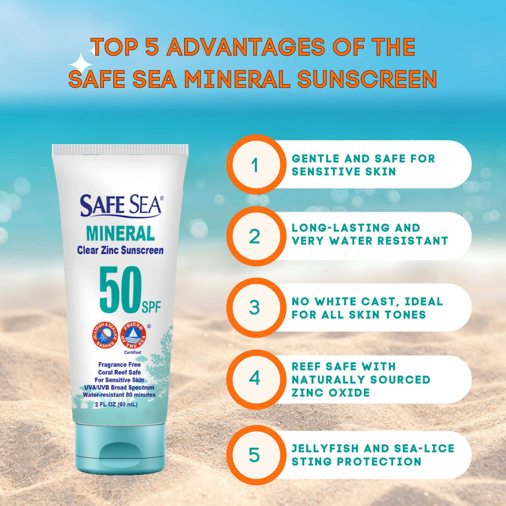 Safe Sea clear mineral sunscreen applied on face for a smooth finish